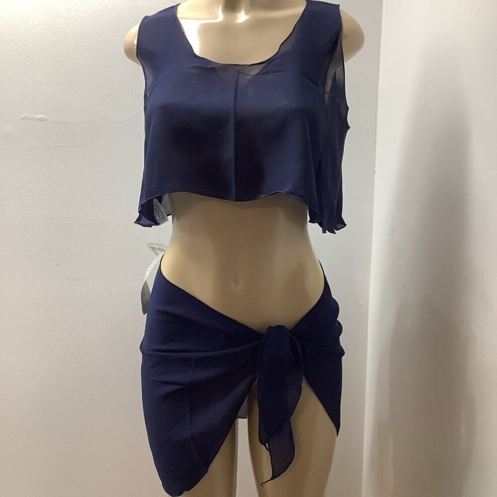 Zuliana Blue Set Top/Sarongs/Cover Up Made in USA. New With Tags